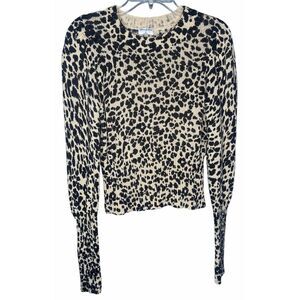 Anthropologie Others‎ Follow Sweater womens size medium puff sleeve leopard